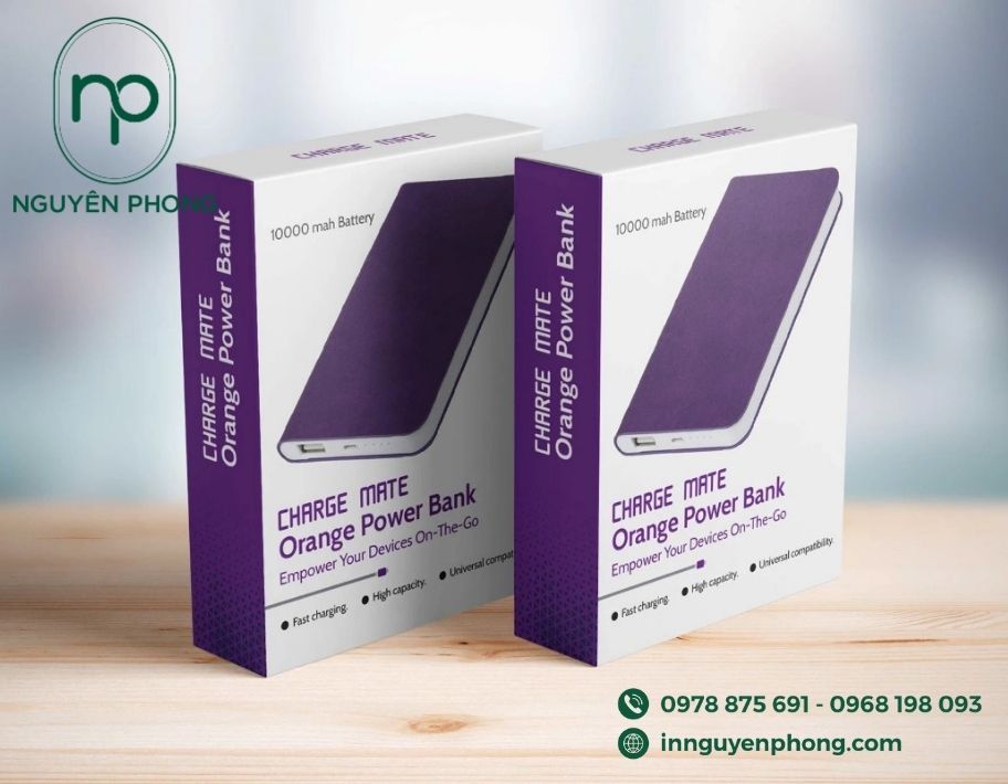 Mẫu hộp giấy đựng sạc dự phòng giúp quảng bá thương hiệu 